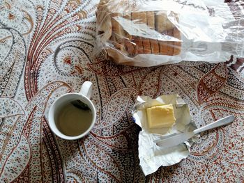 Coffee cup on table