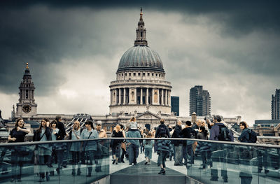 Group of people in front of st pauls cathedral