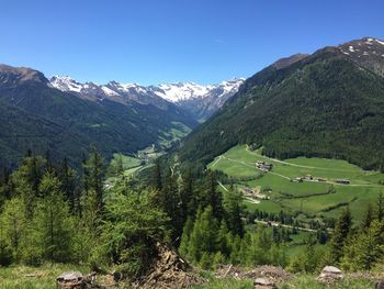 Scenic view of mountains against clear sky