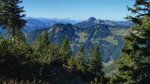 Scenic view of mountains against clear sky