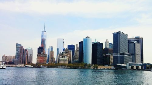 City skyline with river in background