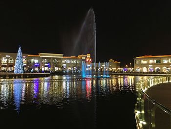 Illuminated buildings at night
