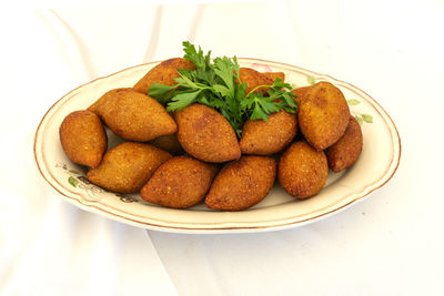 High angle view of food served in plate