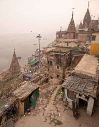 High angle view of buildings in city