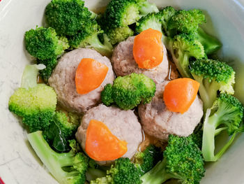 High angle view of broccoli in bowl