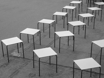 High angle view of chair on street