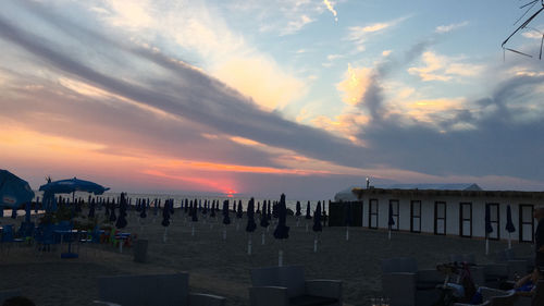 Panoramic view of sea against sky at sunset