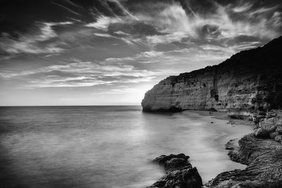 Scenic view of sea against cloudy sky