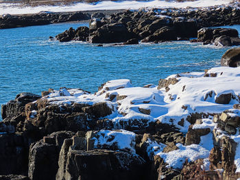 Aerial view of frozen sea during winter