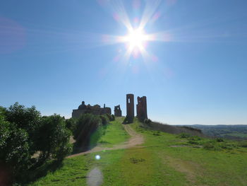 Scenic view of sunlight against clear sky