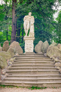 Low angle view of statues on steps