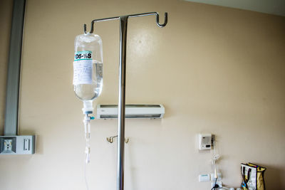 Low angle view of iv drip in hospital