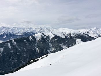 Scenic view of snow mountains against sky