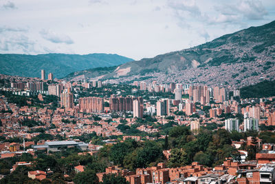 High angle view of townscape against sky