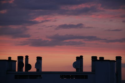 Low angle view of silhouette building against sky during sunset