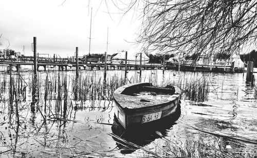 Boats in calm lake