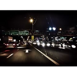 View of illuminated city at night