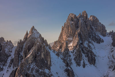 Panoramic view of snowcapped mountains against sky