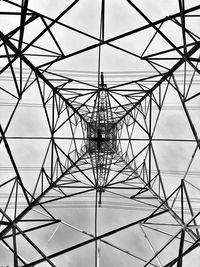 Low angle view of electricity pylon against sky