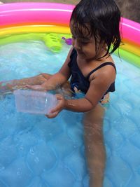 Boy playing in water