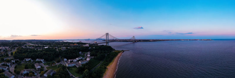 View of city at sunset