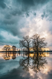 Flood on the rhine, germany. chempark dormagen in the background.