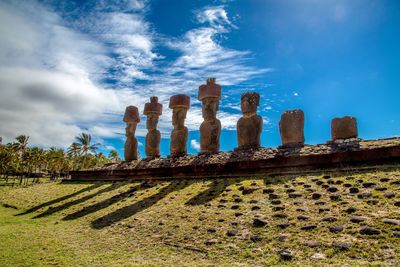 Low angle view of old ruins against sky