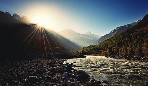 Scenic view of mountains against clear sky