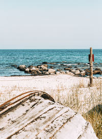 Scenic view of sea against clear sky
