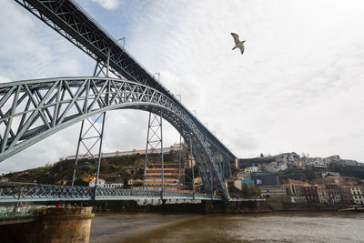 View of bridge over river in city