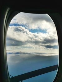 Cloudy sky seen through window