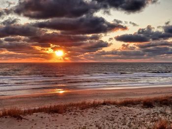 Scenic view of beach during sunset