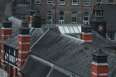 High angle view of buildings in city