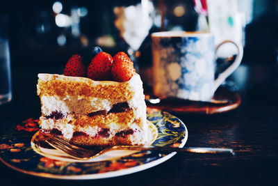 Close-up of cake on table