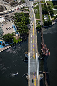 High angle view of bridge over river in city