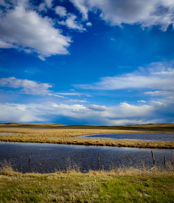 Scenic view of lake against sky