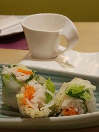 High angle view of sushi in plate