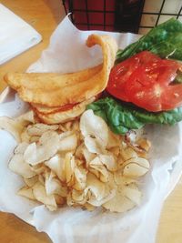 High angle view of meal served in plate