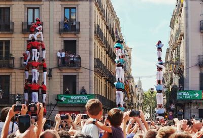 Human pyramid at traditional festival