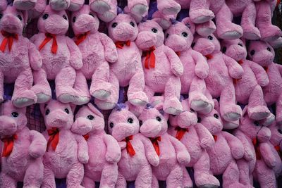 Full frame shot of teddy bears at market stall