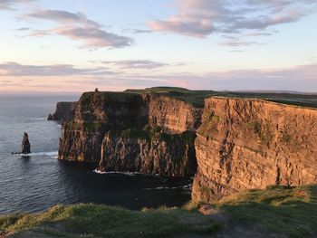 This picture was taken during sunset in the cliffs of moher in ireland.