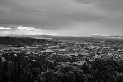 High angle view of landscape against sky