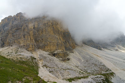 Scenic view of volcanic mountain against sky