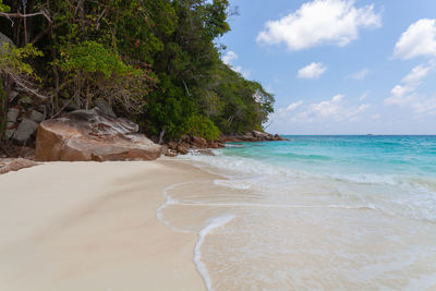 Scenic view of beach against sky