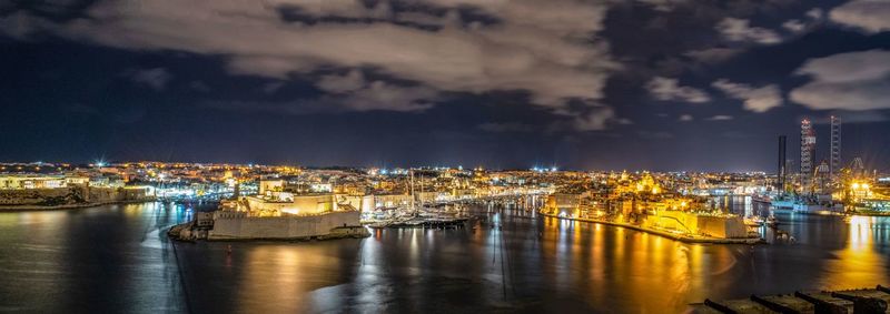 View of city at night