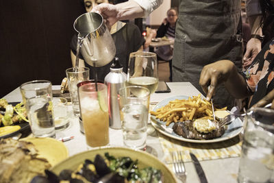 High angle view of people in restaurant