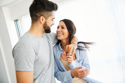 Young couple smiling