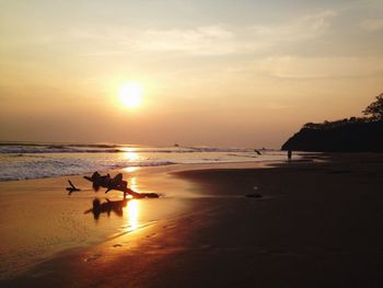 Scenic view of sea at sunset