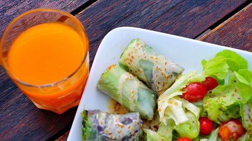 Close-up of vegetables in plate on table