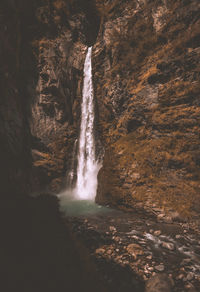 View of waterfall in forest